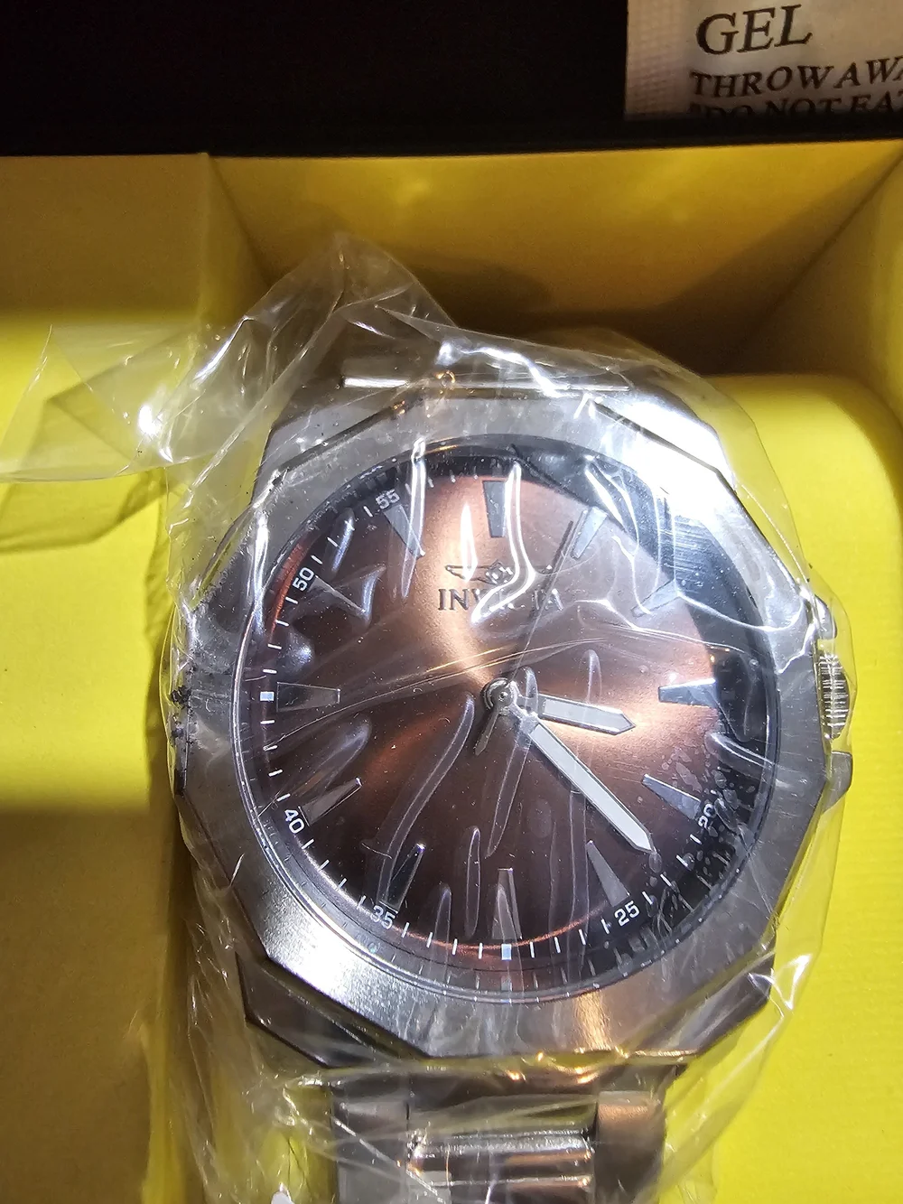 Invicta Men's Silver Stainless Watch with Brown Gradient Dial